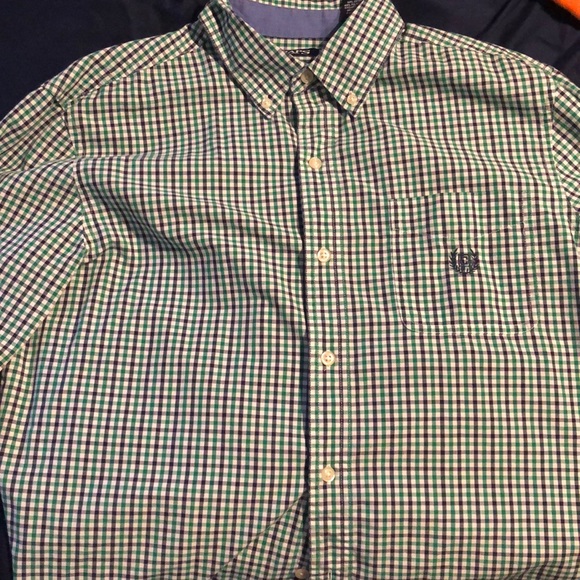 Chaps Green Black and White Plaid Shirt - Picture 3 of 3